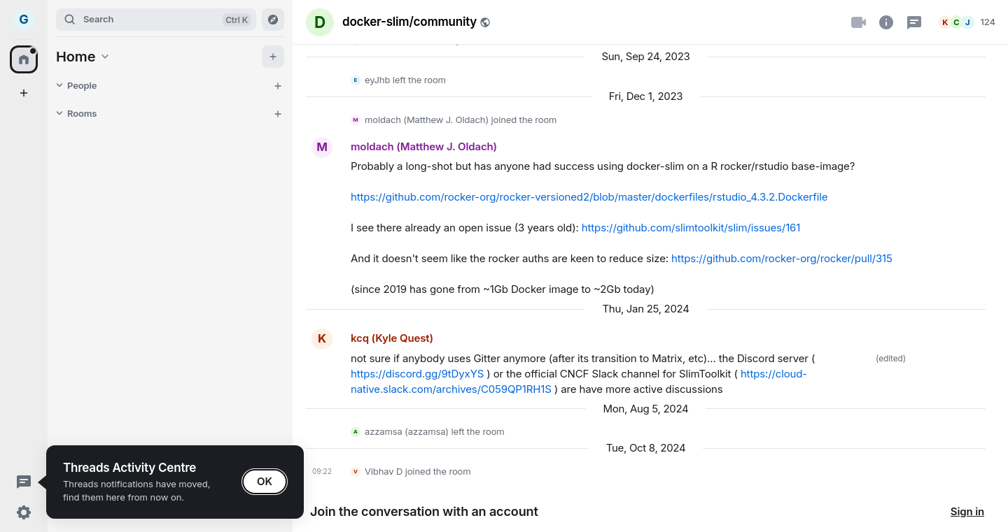 Gitter chat screenshot