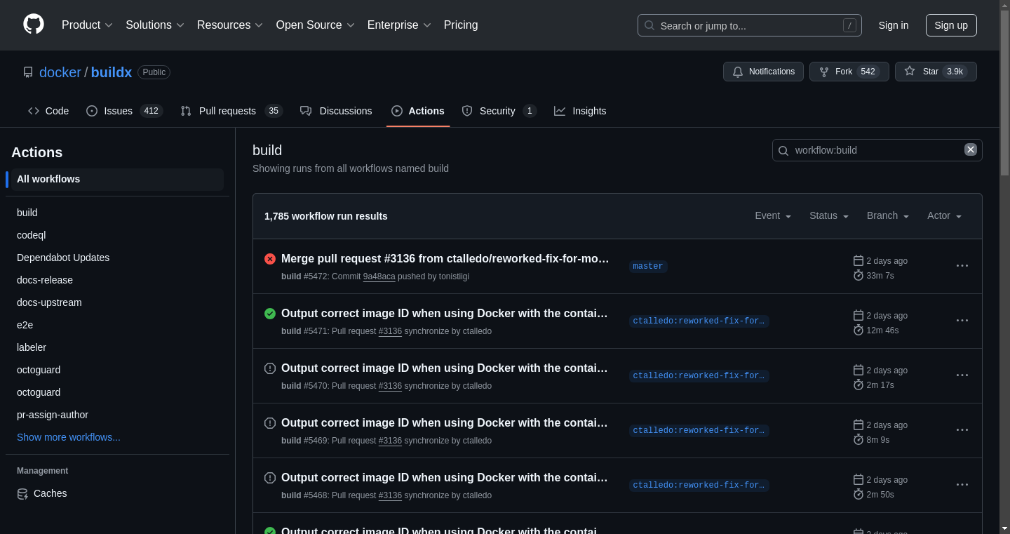 Build Status screenshot