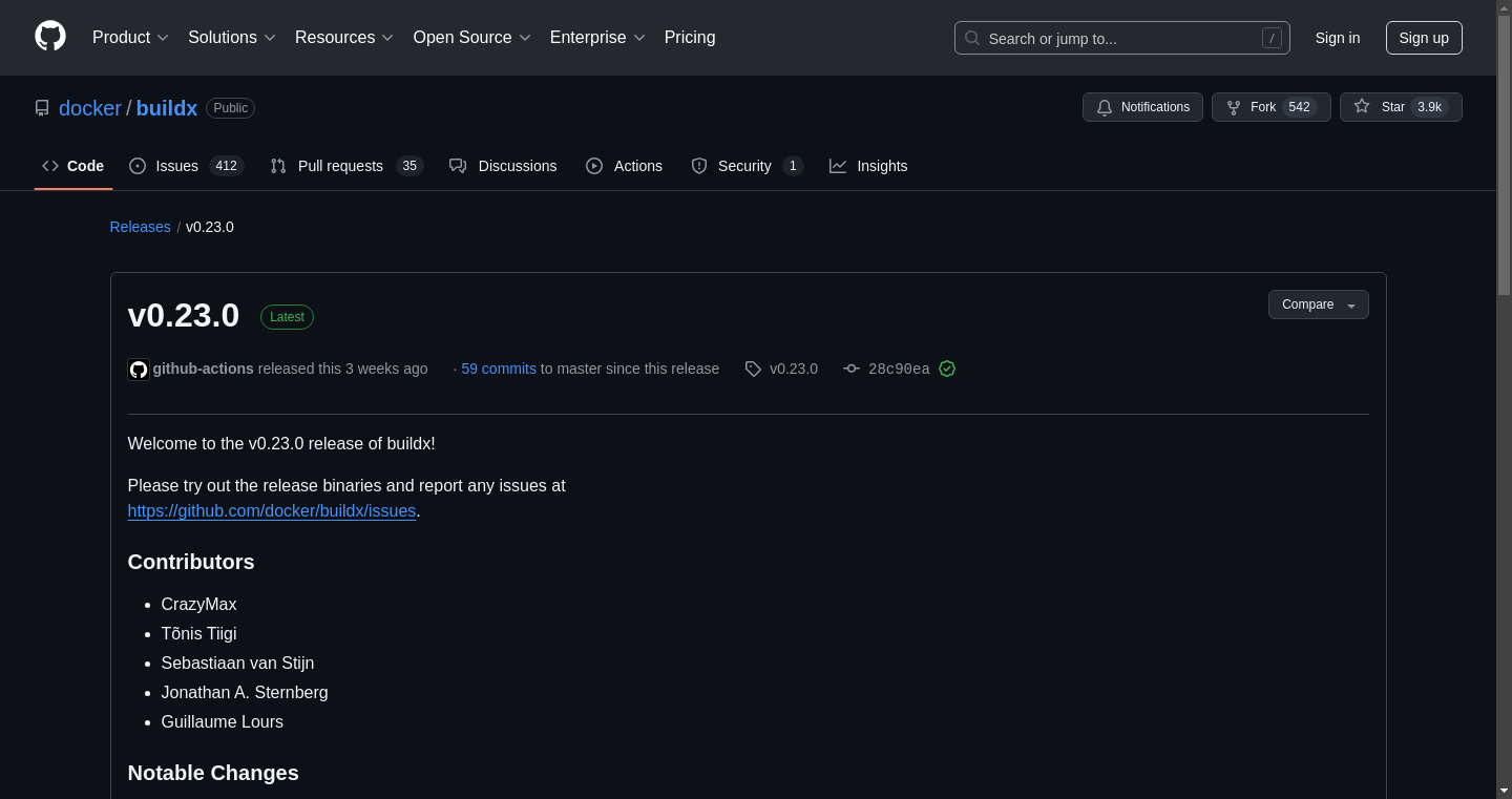 GitHub release screenshot