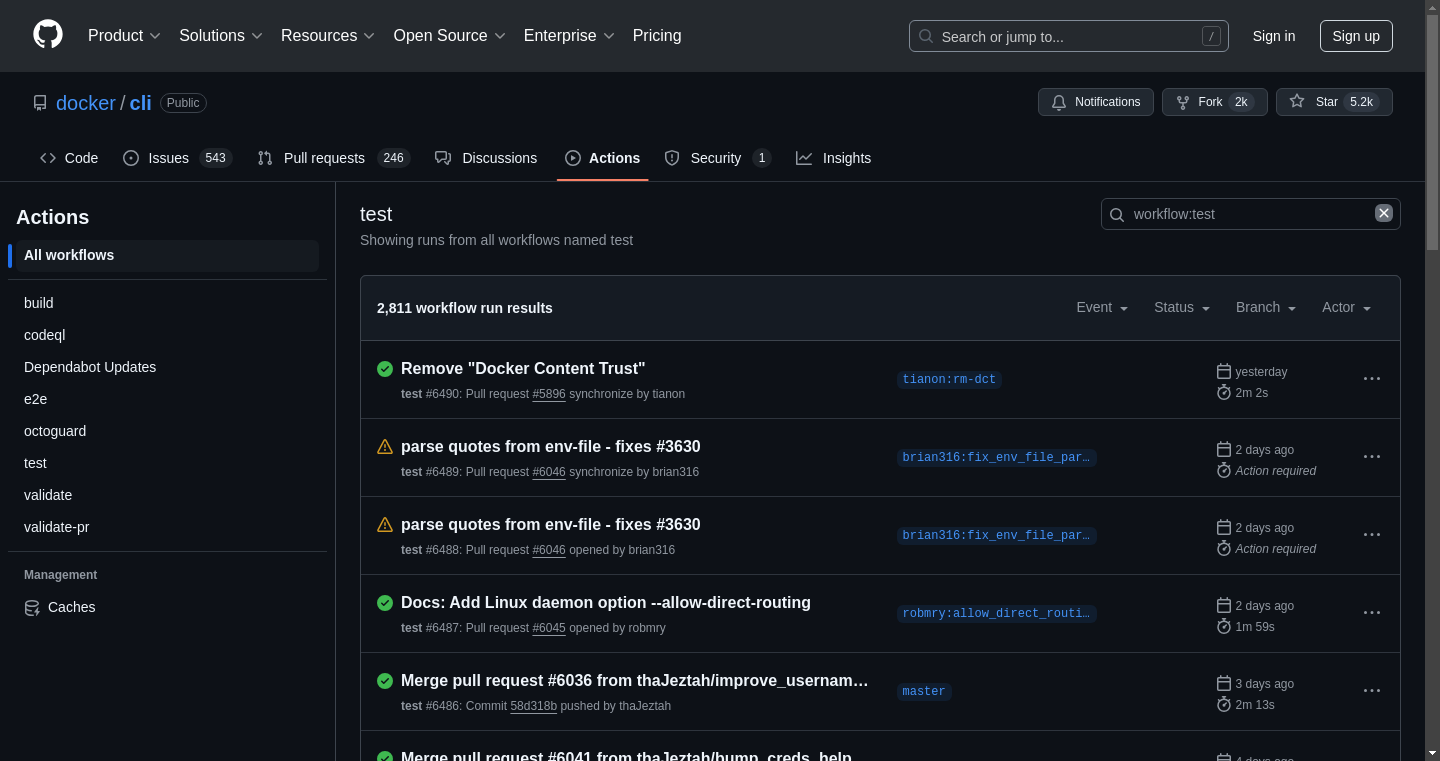 Test Status screenshot