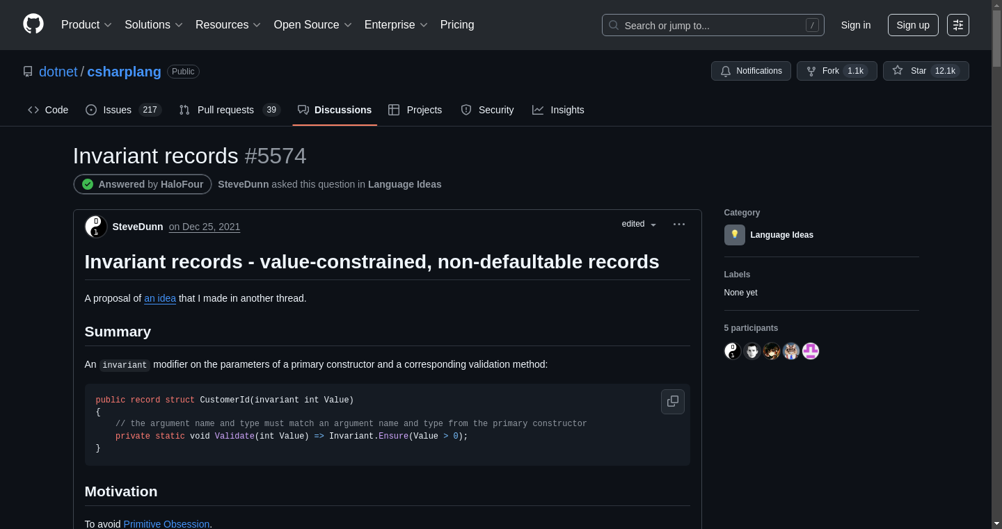 language proposal for invariant records screenshot