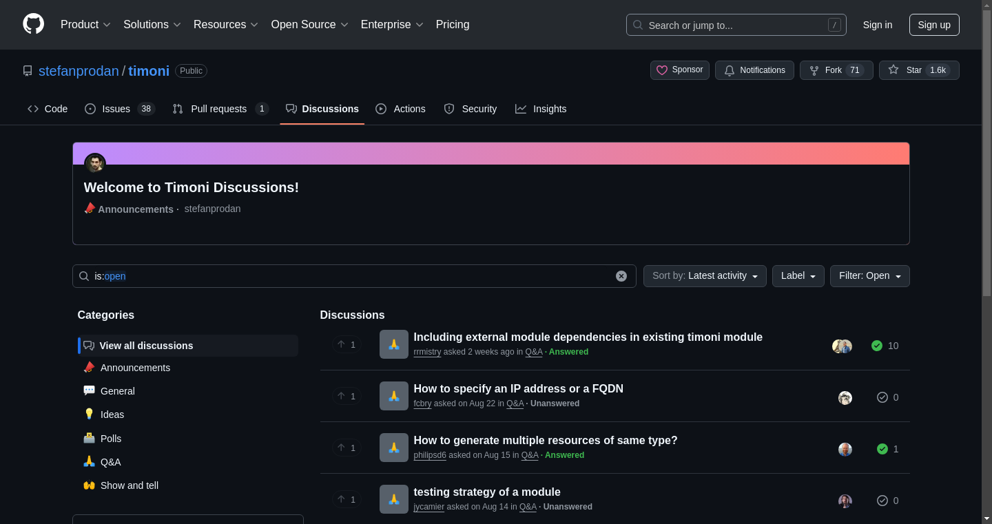 GitHub Discussions screenshot