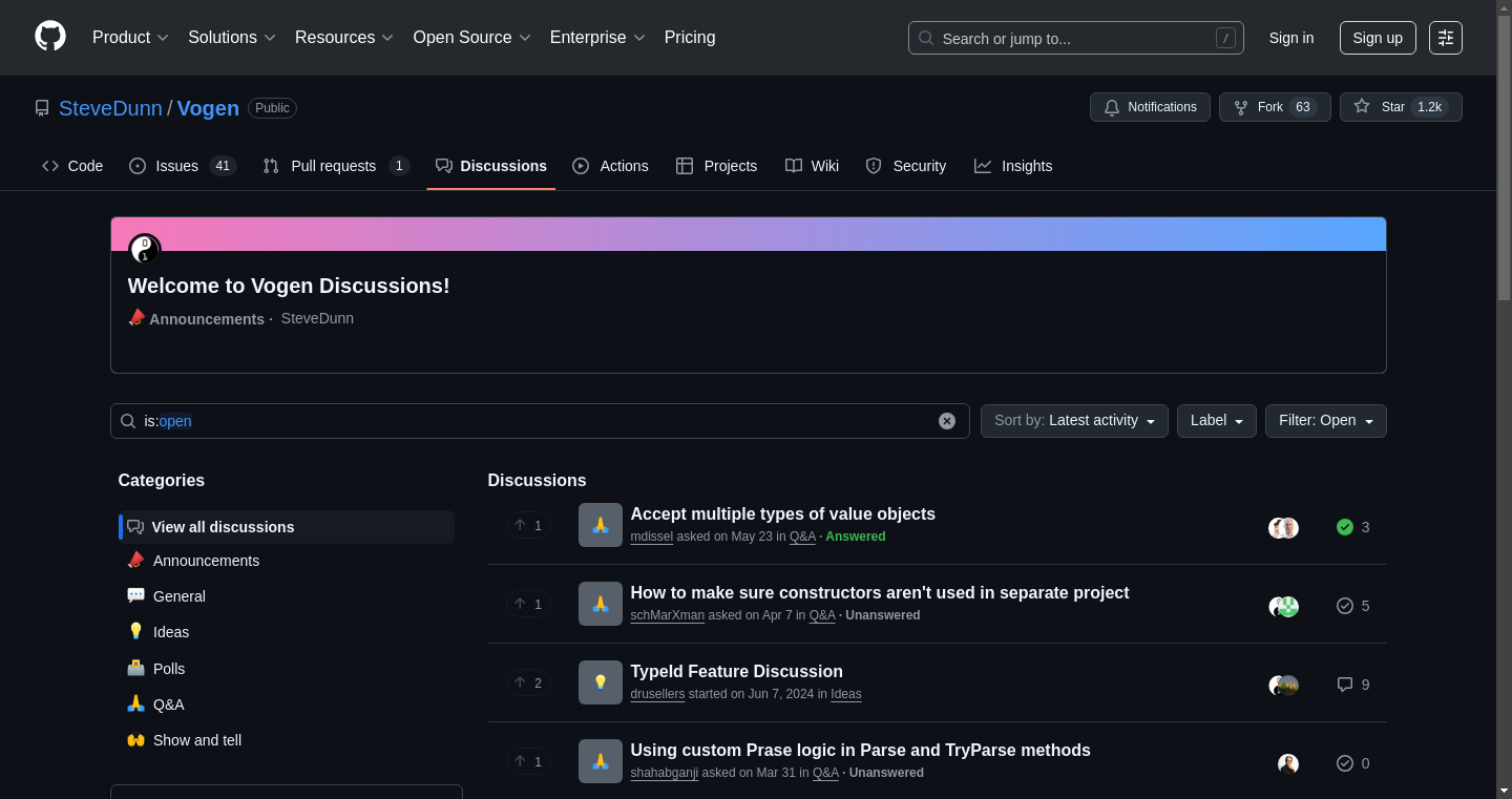 GitHub Discussions screenshot