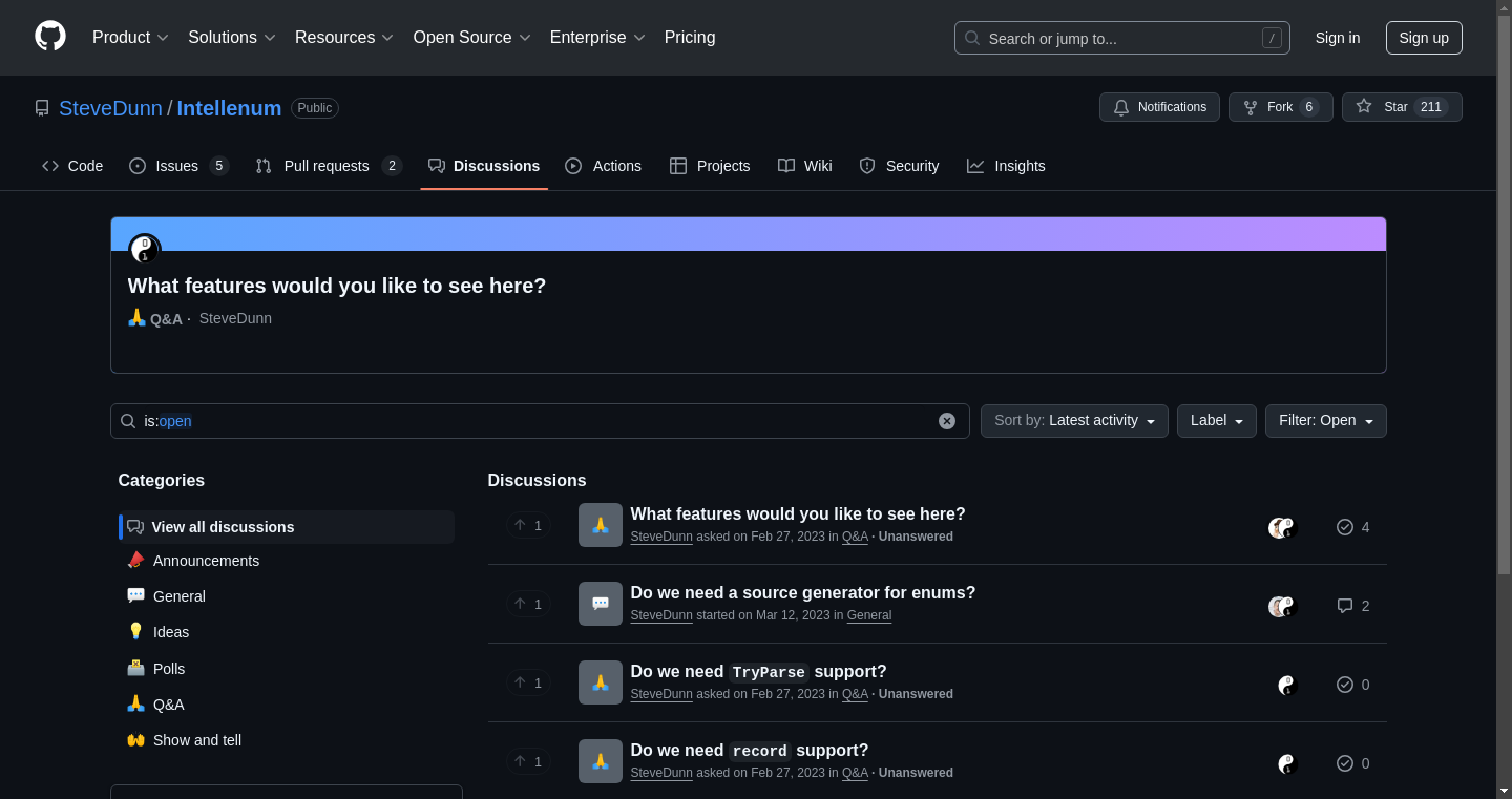 GitHub Discussions screenshot
