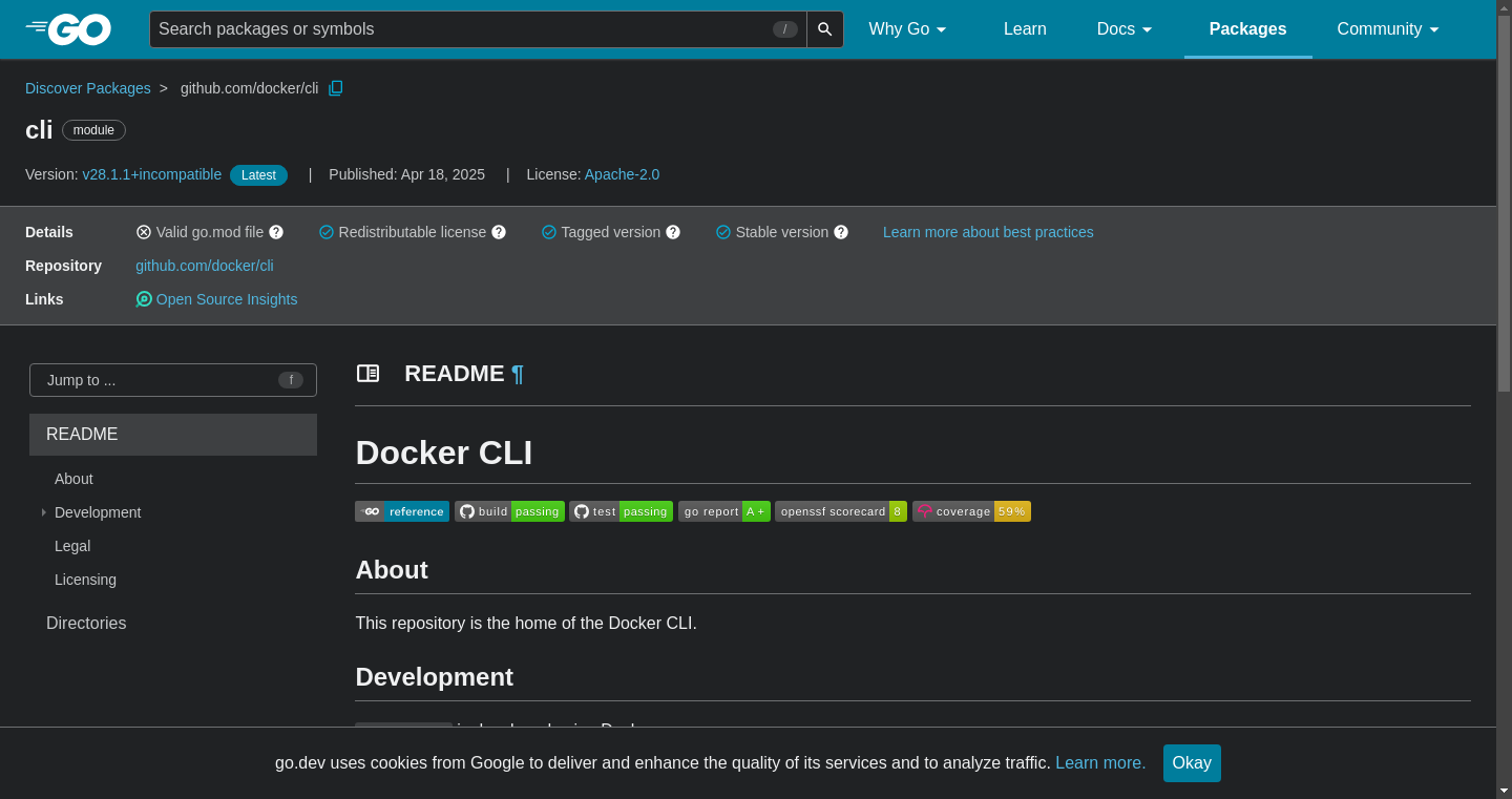 PkgGoDev screenshot